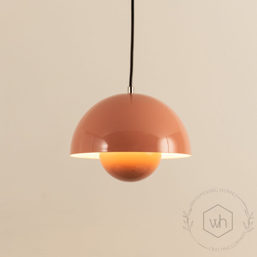 Flowerpot Pendant Light Pink Light On White Background