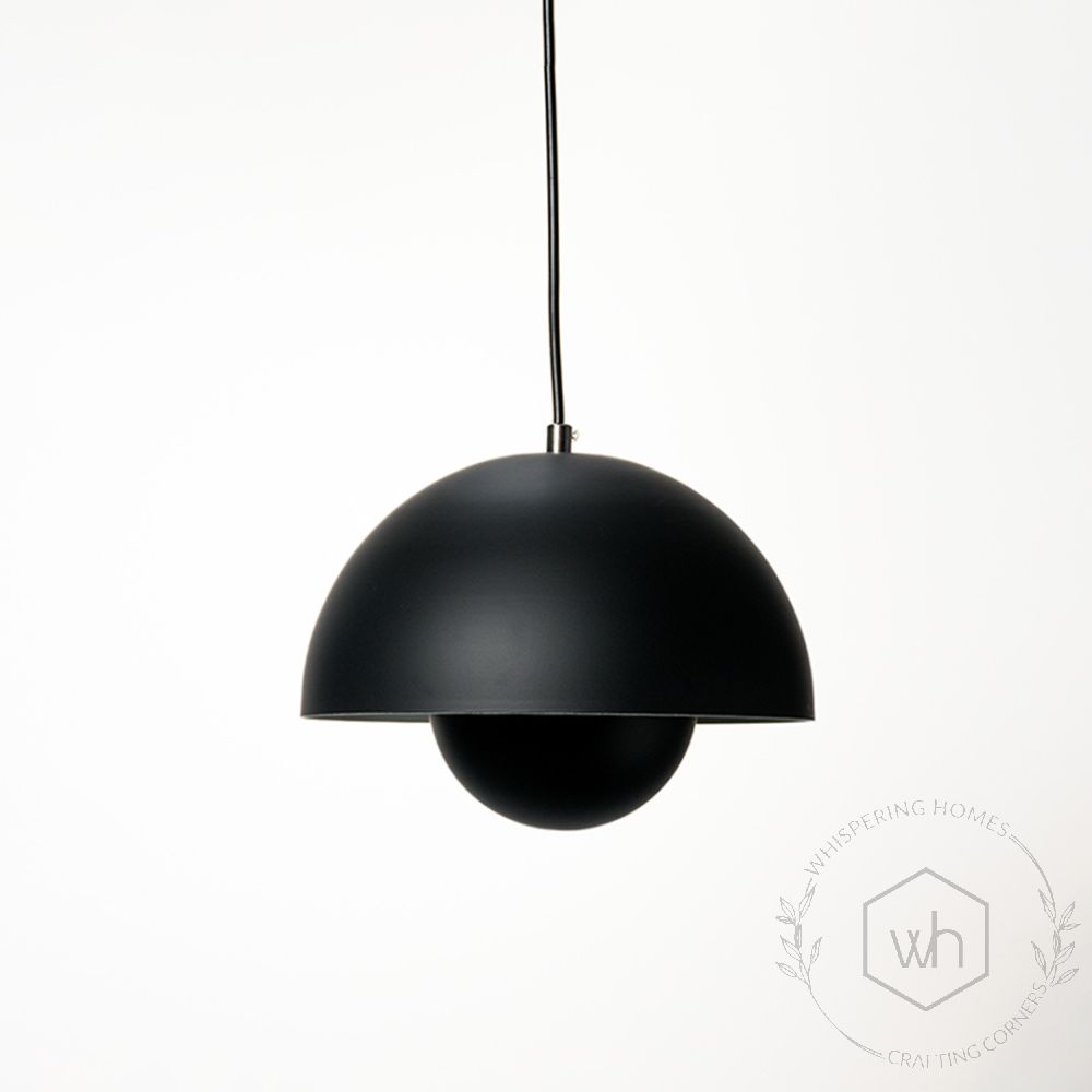 Flowerpot Pendant Light - Black Light Off White Background