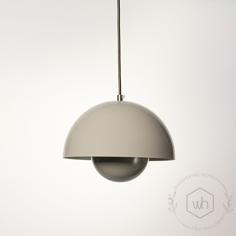 Flowerpot Pendant Light - Grey Light Off White Background