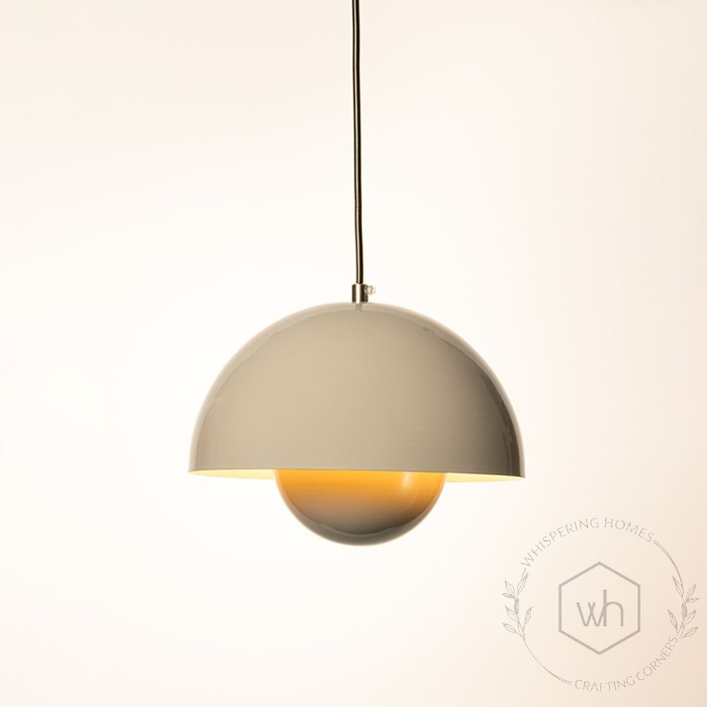 Flowerpot Pendant Light - Grey Light On White Background