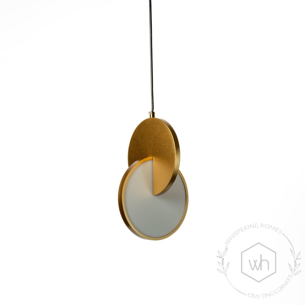 Eclipse Pendant 2 Piece Gold Light Light Off White Background