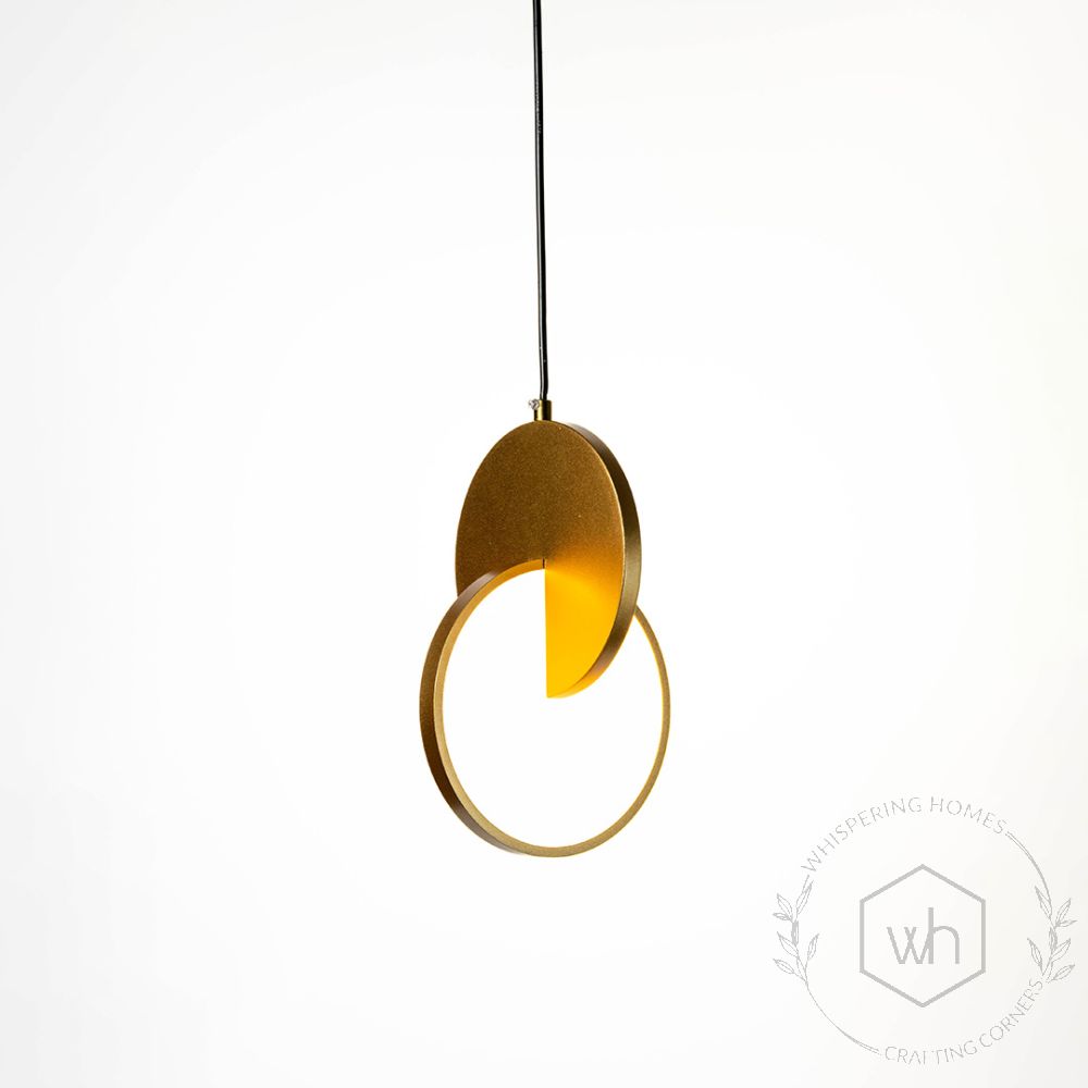 Eclipse Pendant 2 Piece Gold Light Light On White Background