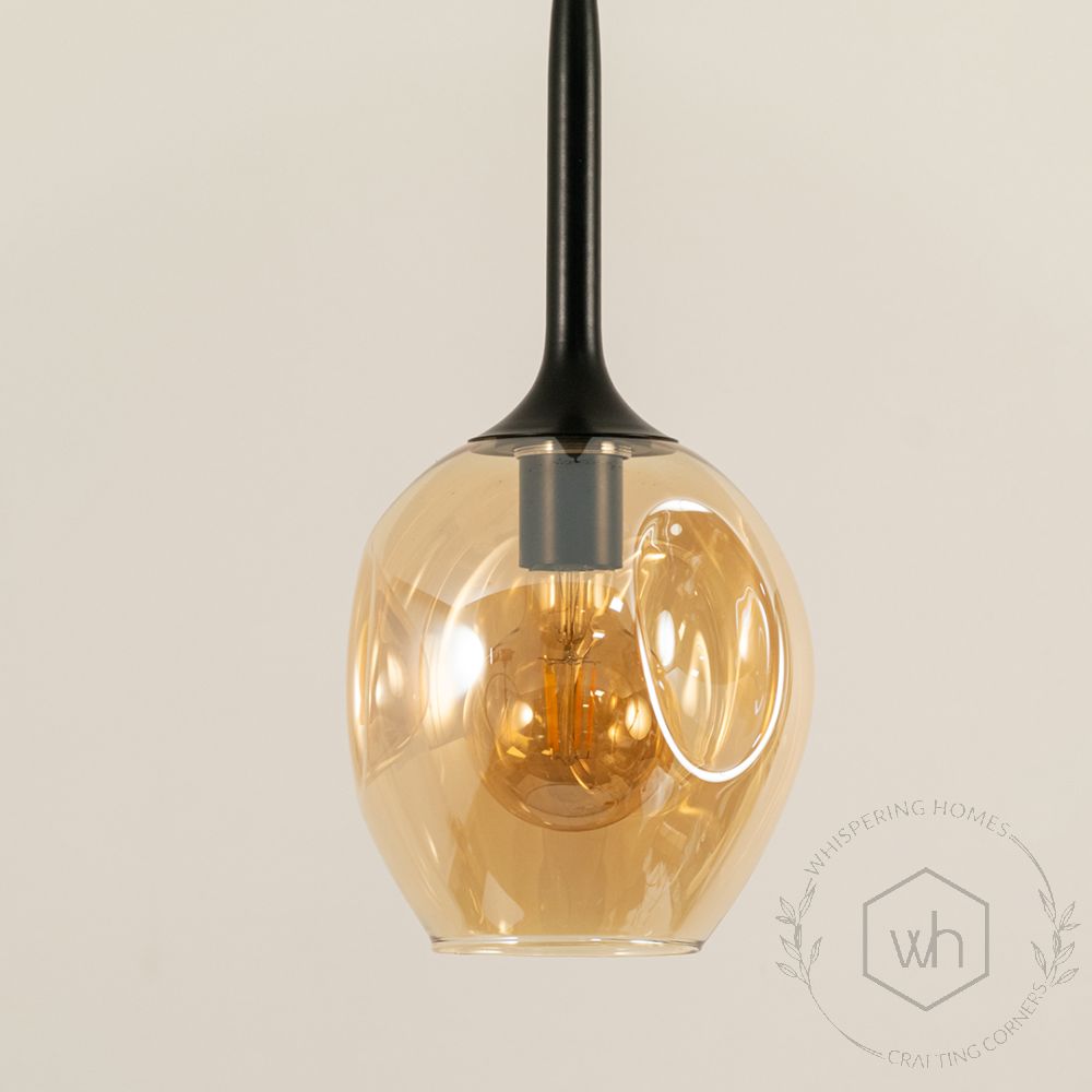 Dimple Glass Pendant Light Amber Closeup