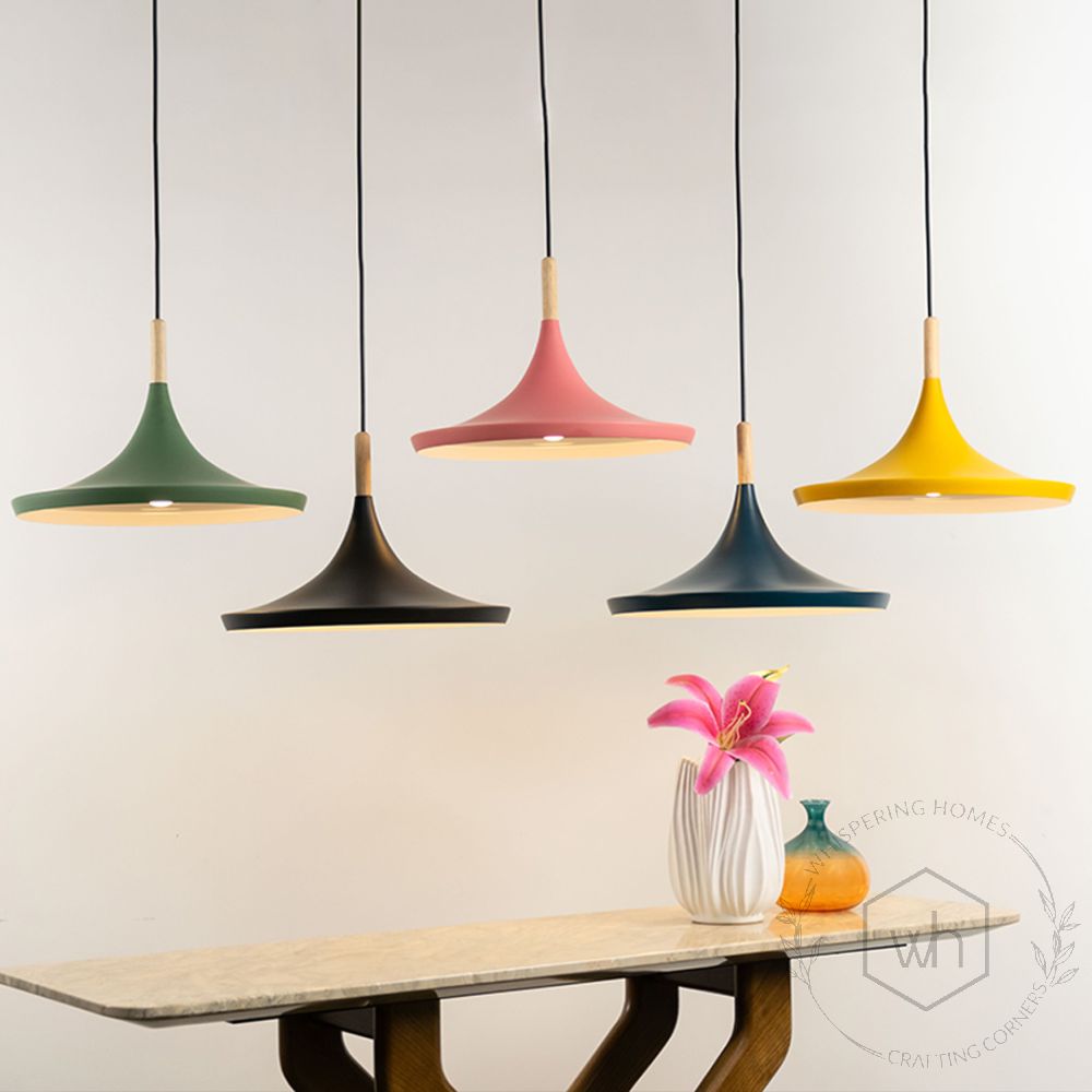 Wood Tip Pendant Lamp - Round & Black Lifestyle