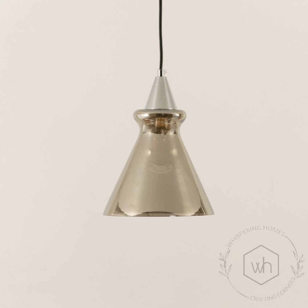 Smithfield Metal Pendant Light Chrome Light Off White Background