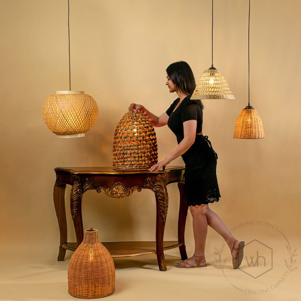 Bamboo Conical Pendant Lamp Brown