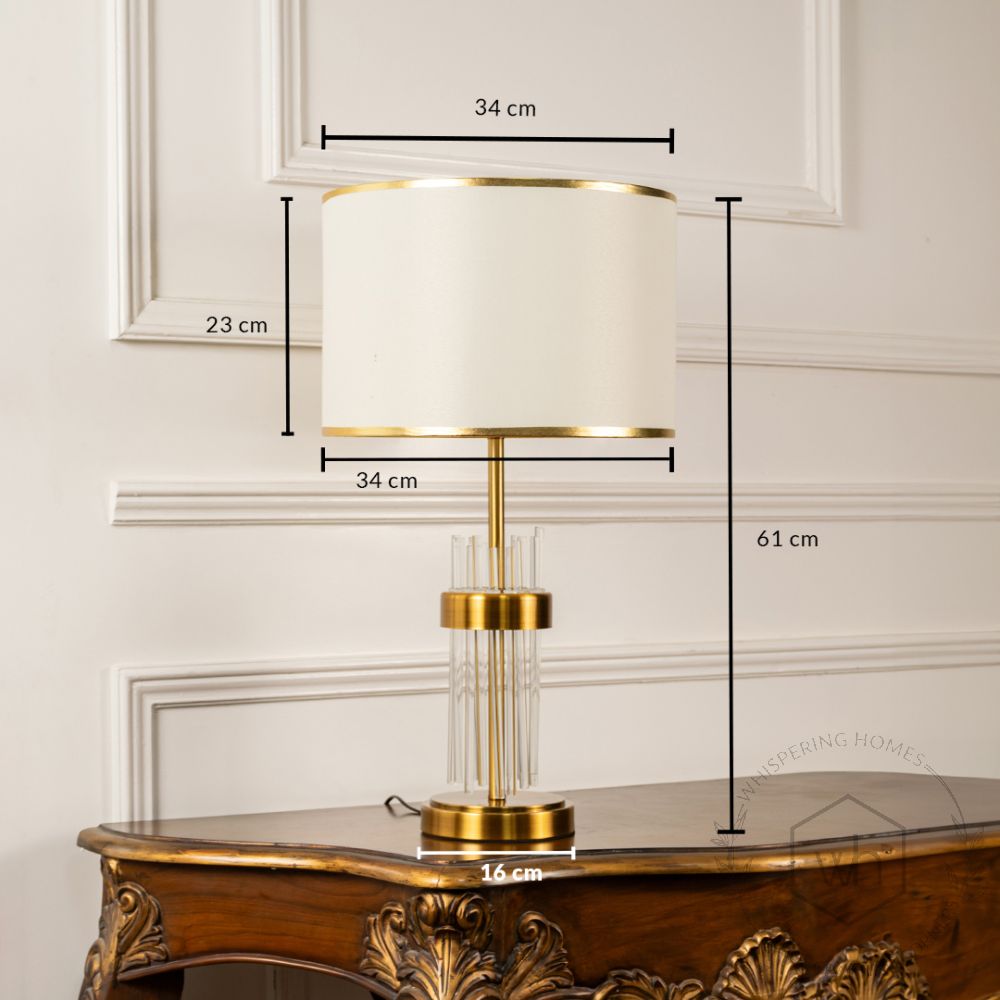 Skylo Gold Metallic Table Lamp with White Shade Dimensions