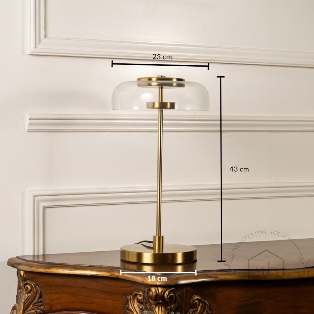 Zavod Gold Metallic Table Lamp with Glass Shade Dimensions