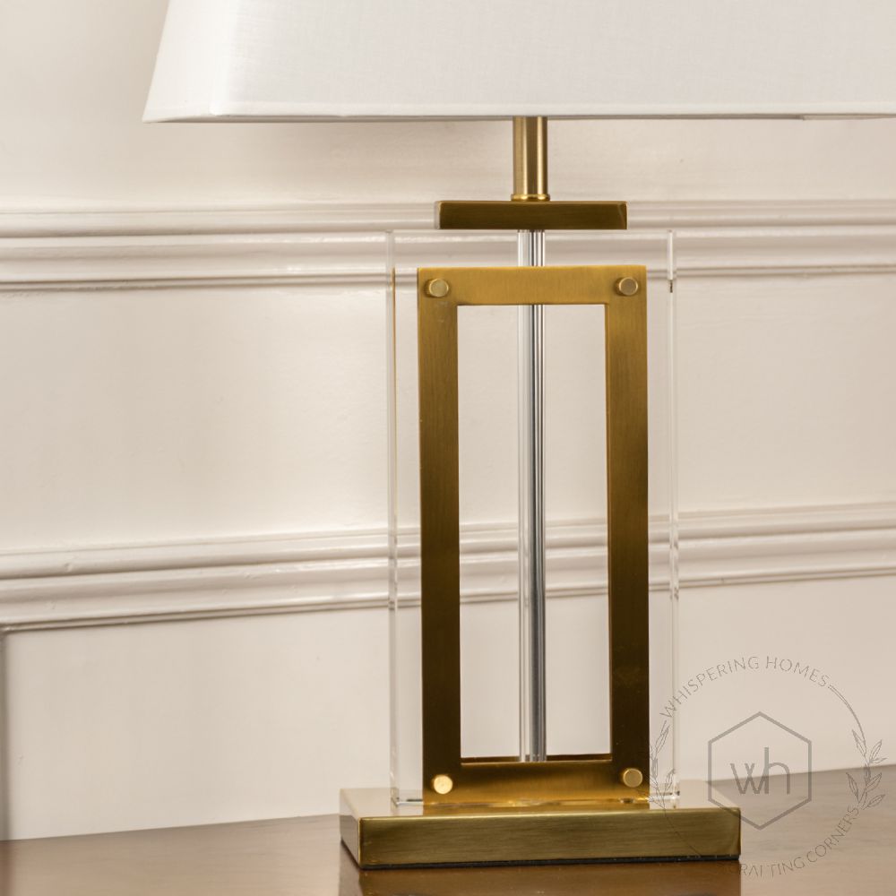 Regeco Gold Metallic Table Lamp with White Shade Closeup