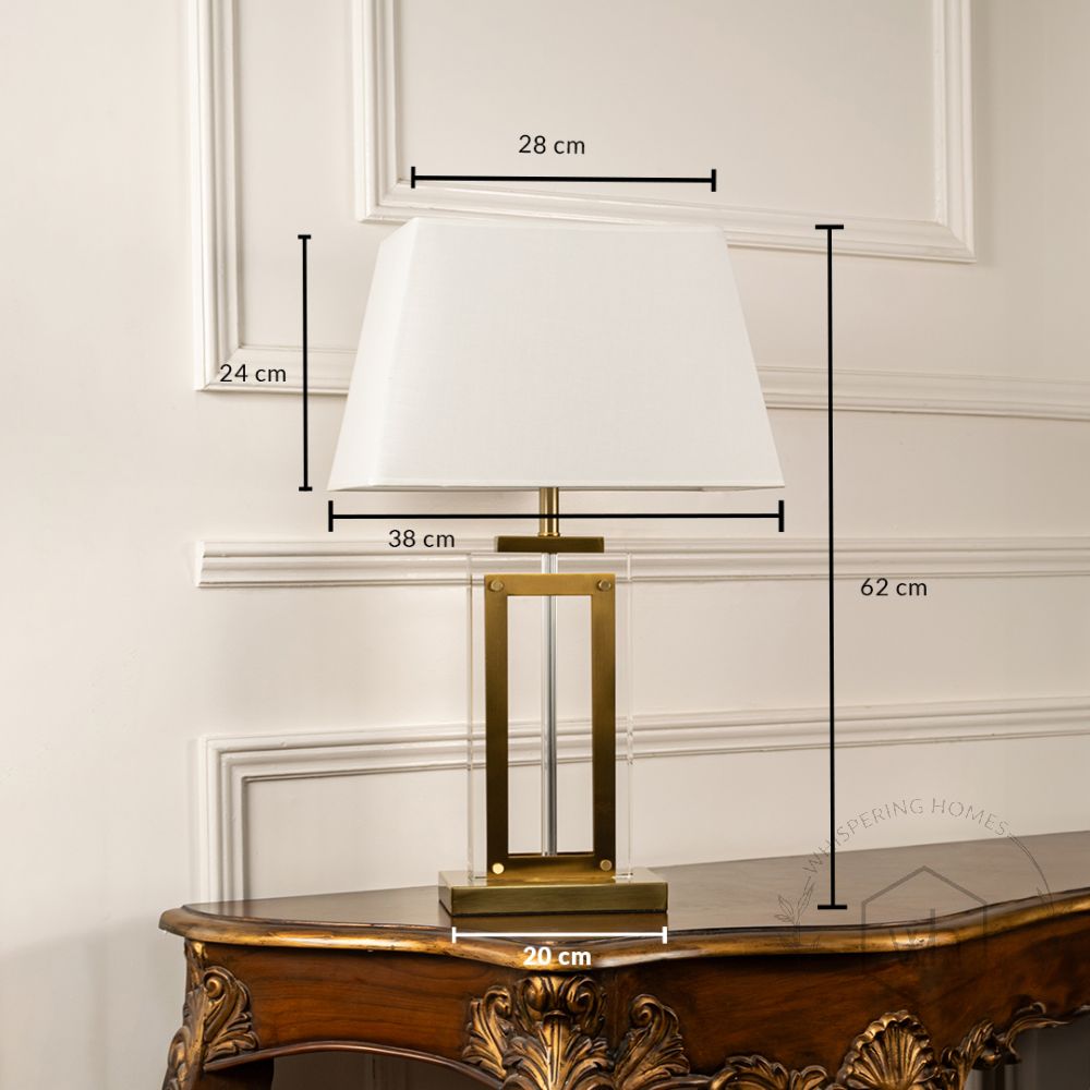 Regeco Gold Metallic Table Lamp with White Shade Dimensions