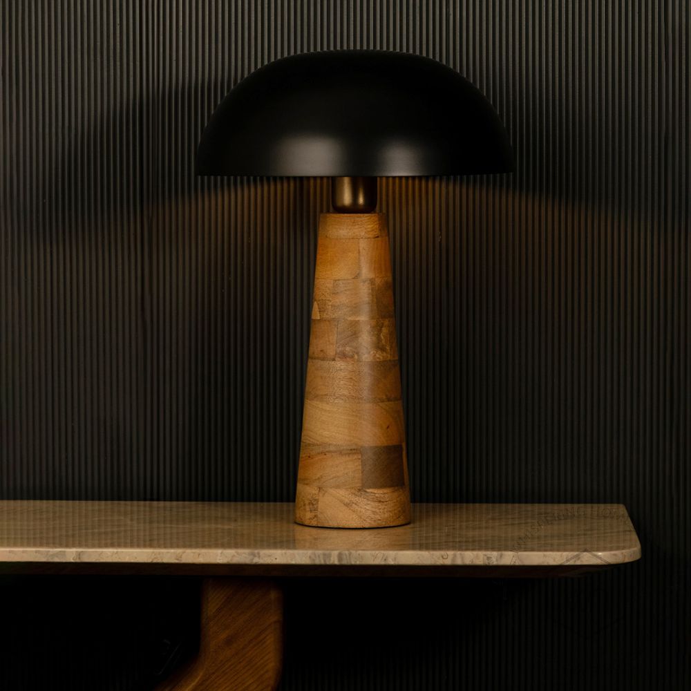 Perisi Metal Table Lamp Light On Black Background