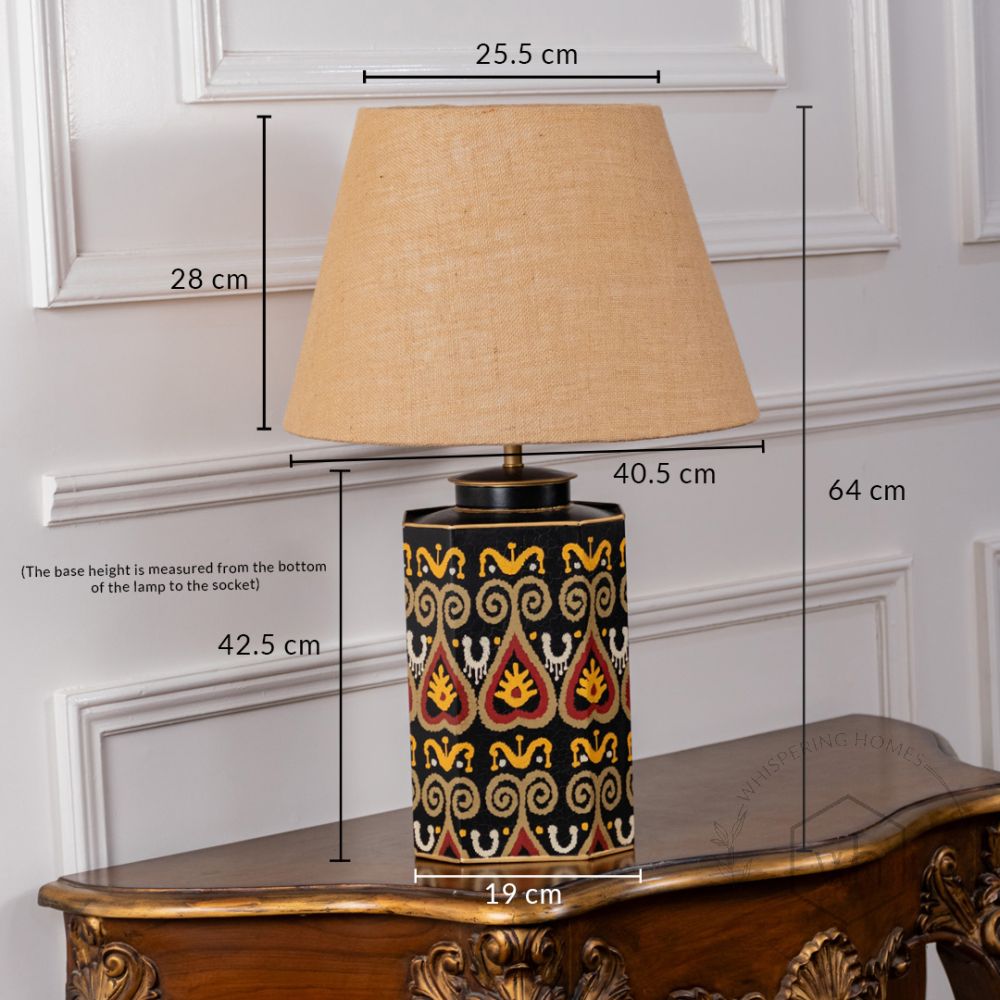 Festoon Damask Metal Table Lamp with Beige Linen Lamp shade Dimensions