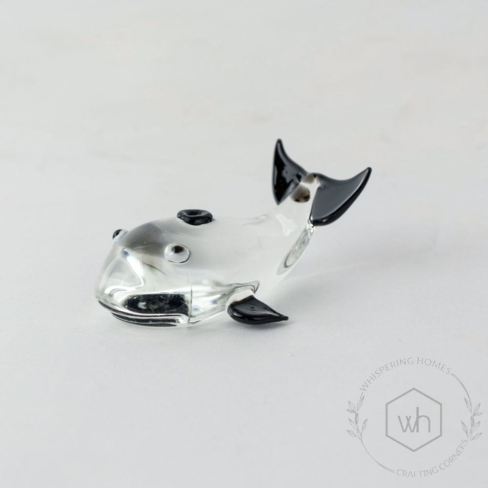 Dolphin Fish Glass Sculpture White Background