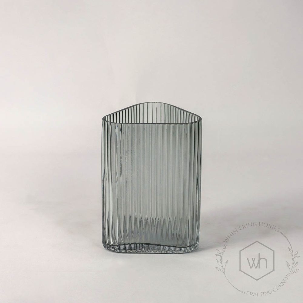 Luxury Glass Vase - Grey White Background