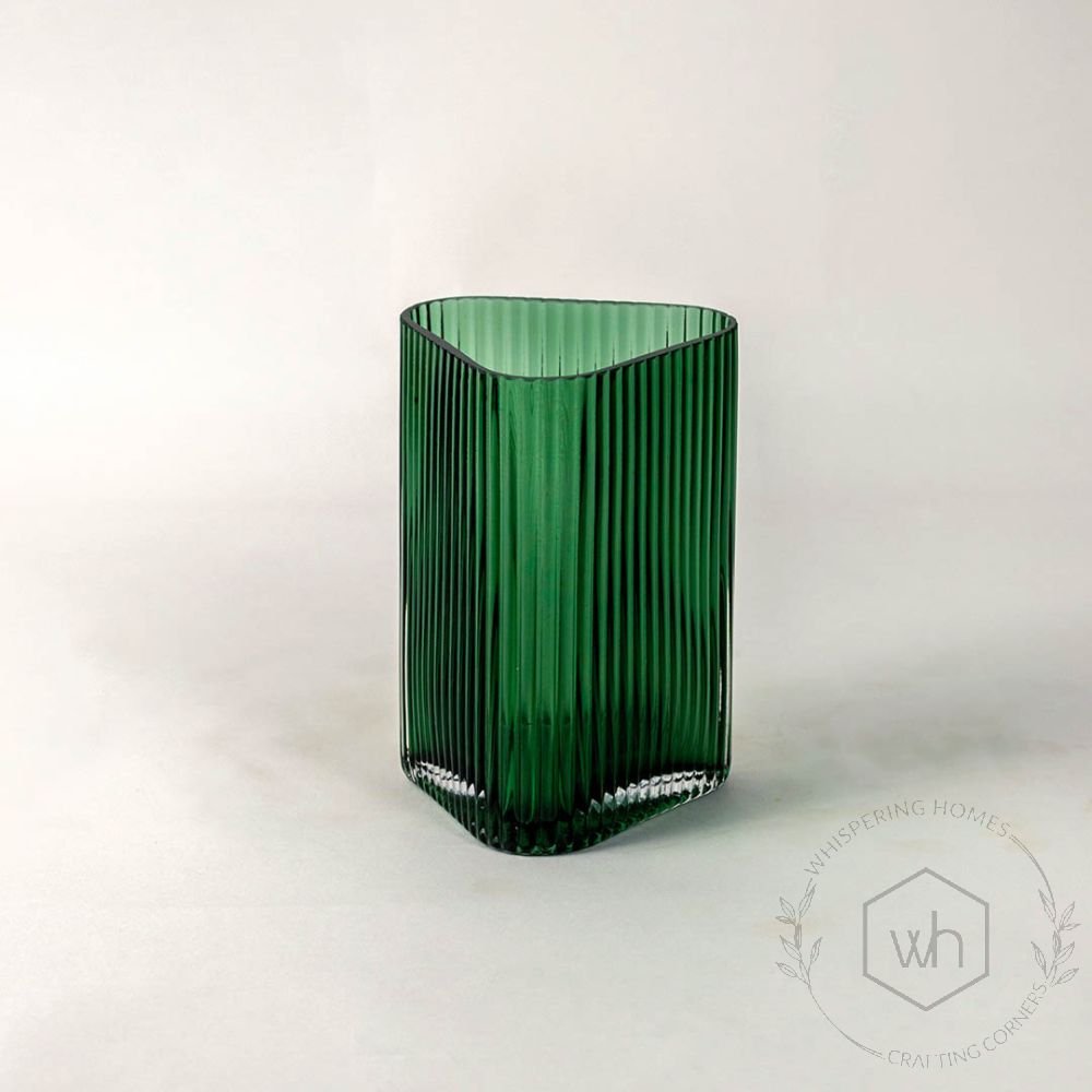 Luxury Glass Vase - Green White Background