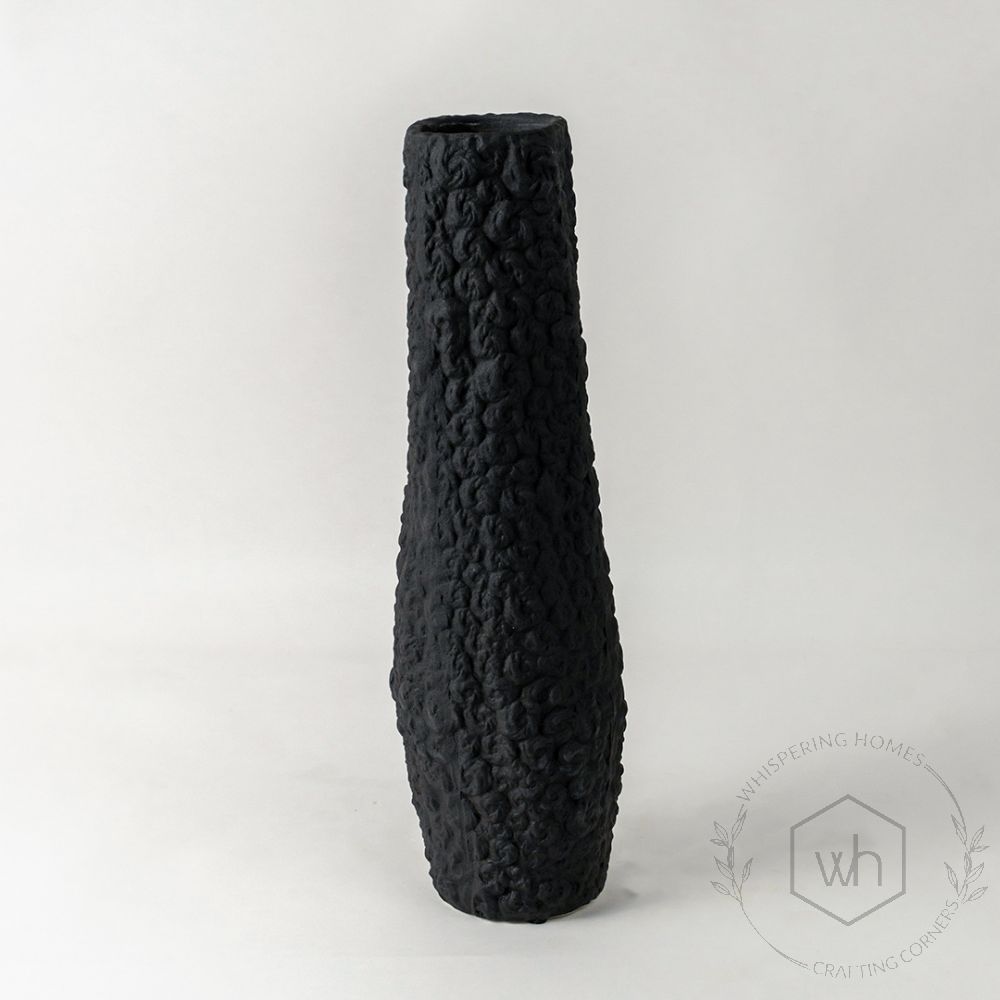 Black Textured Tumbler Vase White Background