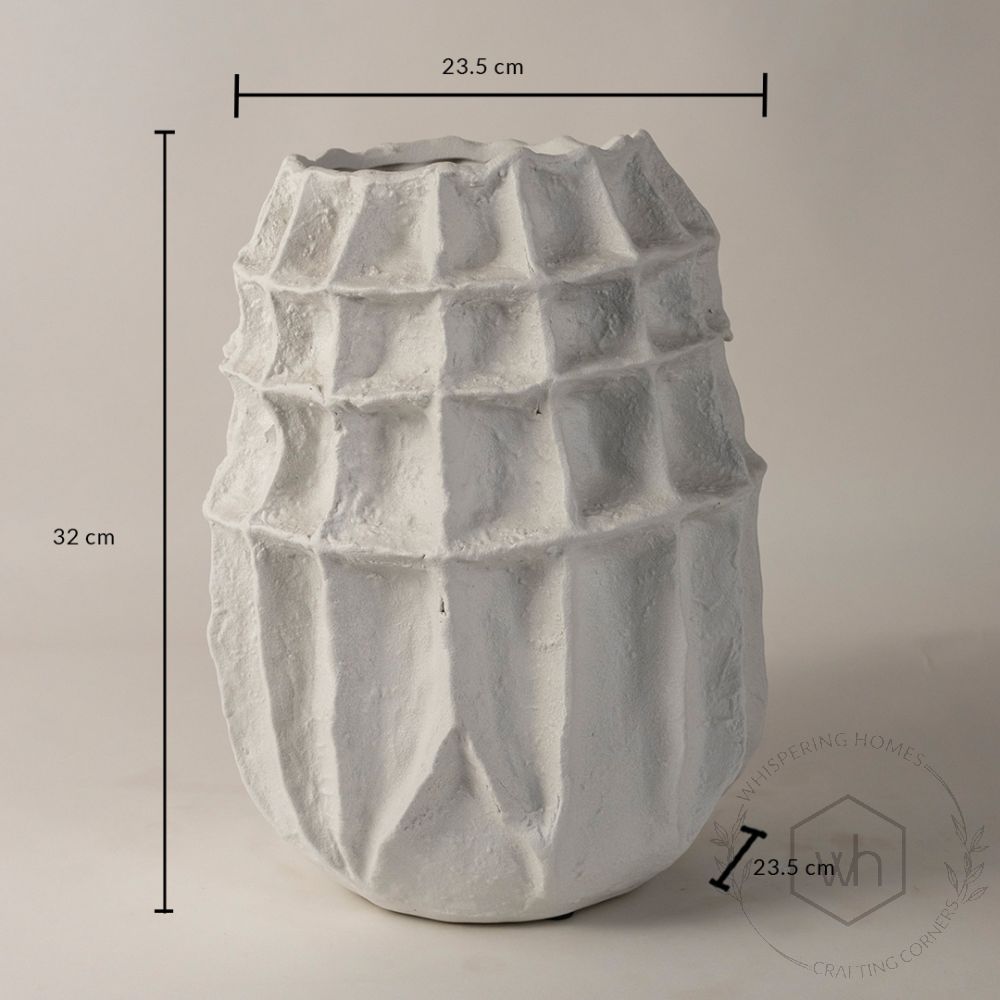 White Textured Long Ceramic Vase Dimensions