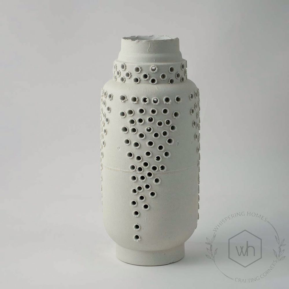 Ceramic Vase with Cutout Pattern White Background