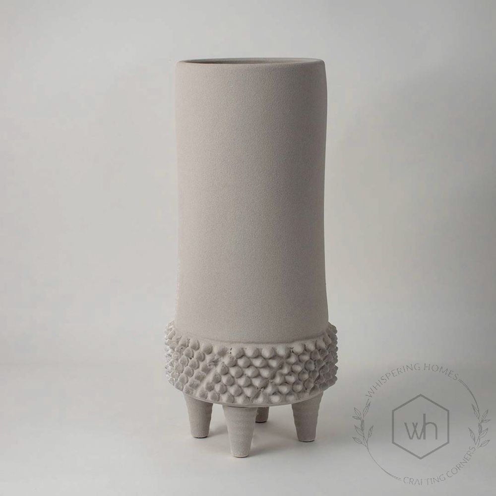 Yuu Ceramic Vase - Grey White Background