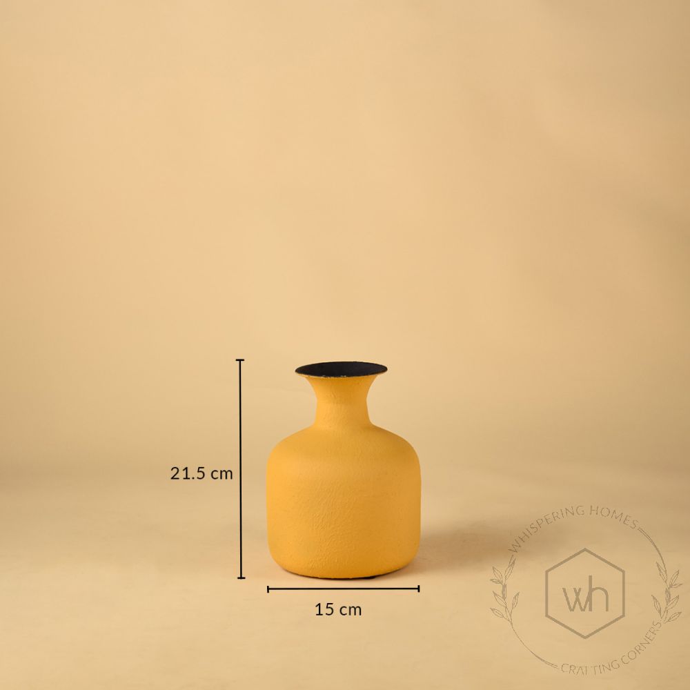 Reverie Metal Vase Yellow Dimensions