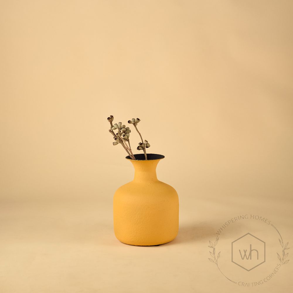 Reverie Metal Vase Yellow Lifestyle