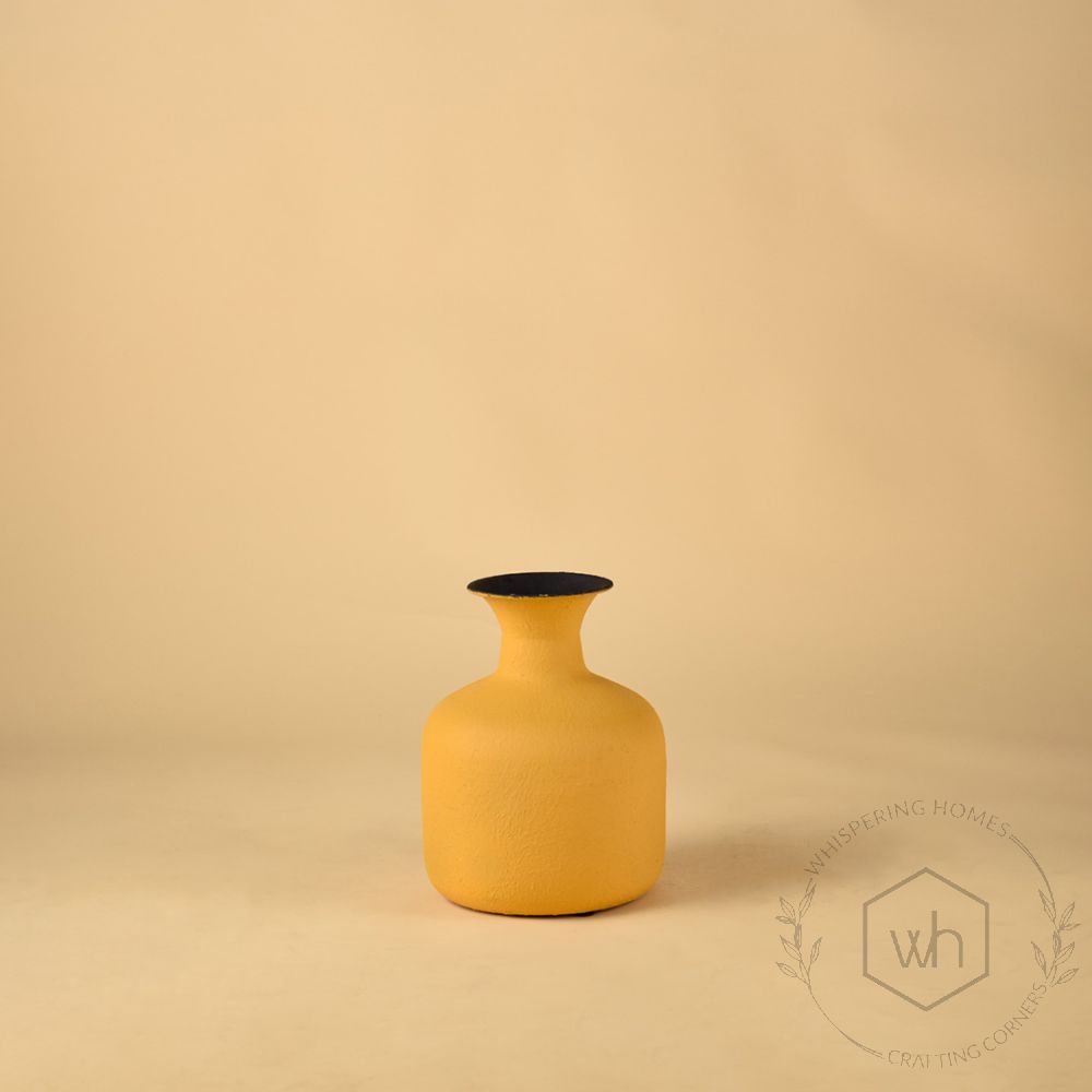 Reverie Metal Vase Yellow White Background