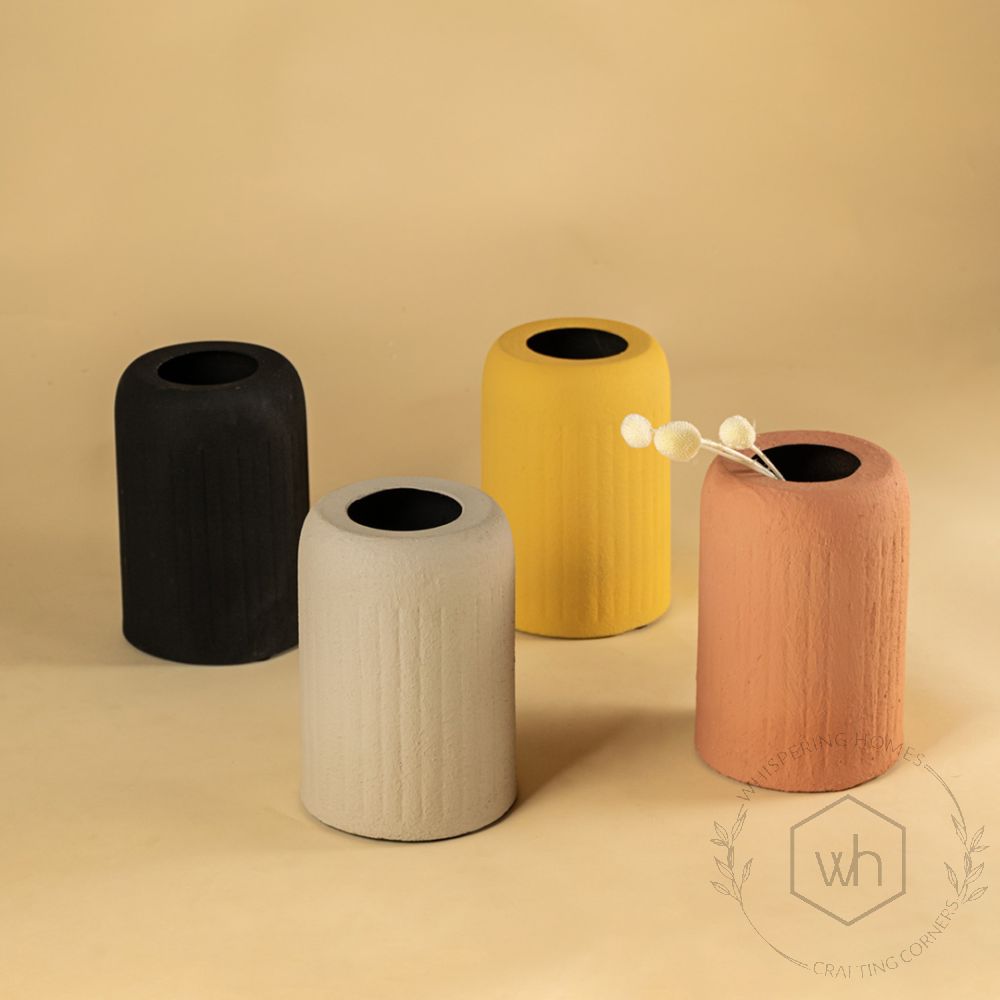 Papier Ridge Vase - Yellow Grouped