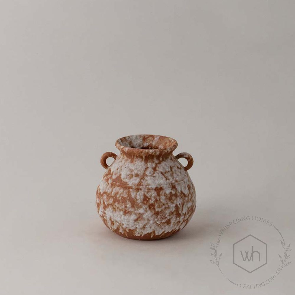 Turkish Terracotta Vase - Round Shape White Background