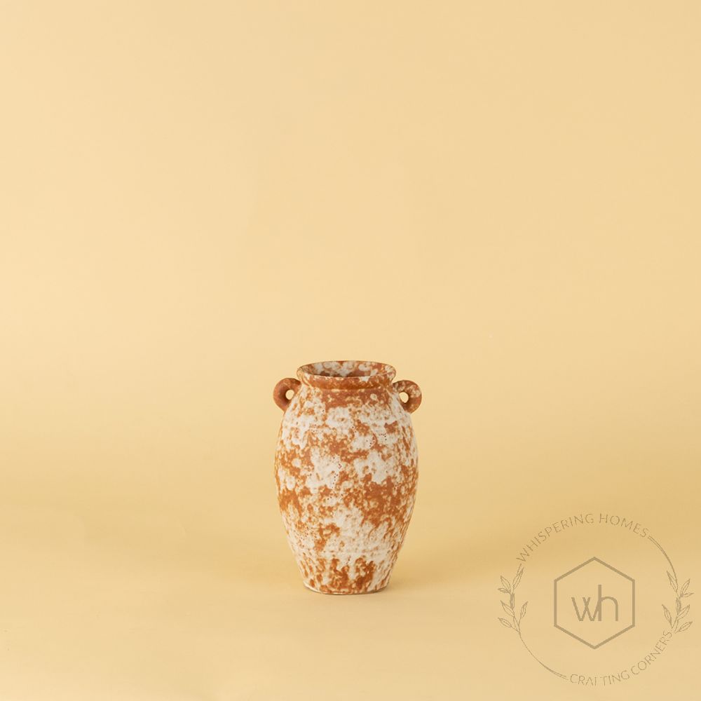 Turkish Terracotta Vase Urn Shape White Background