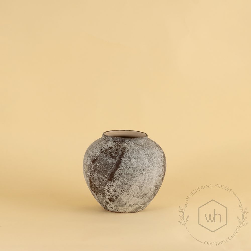 Retro Stoneware Vase Small White Background