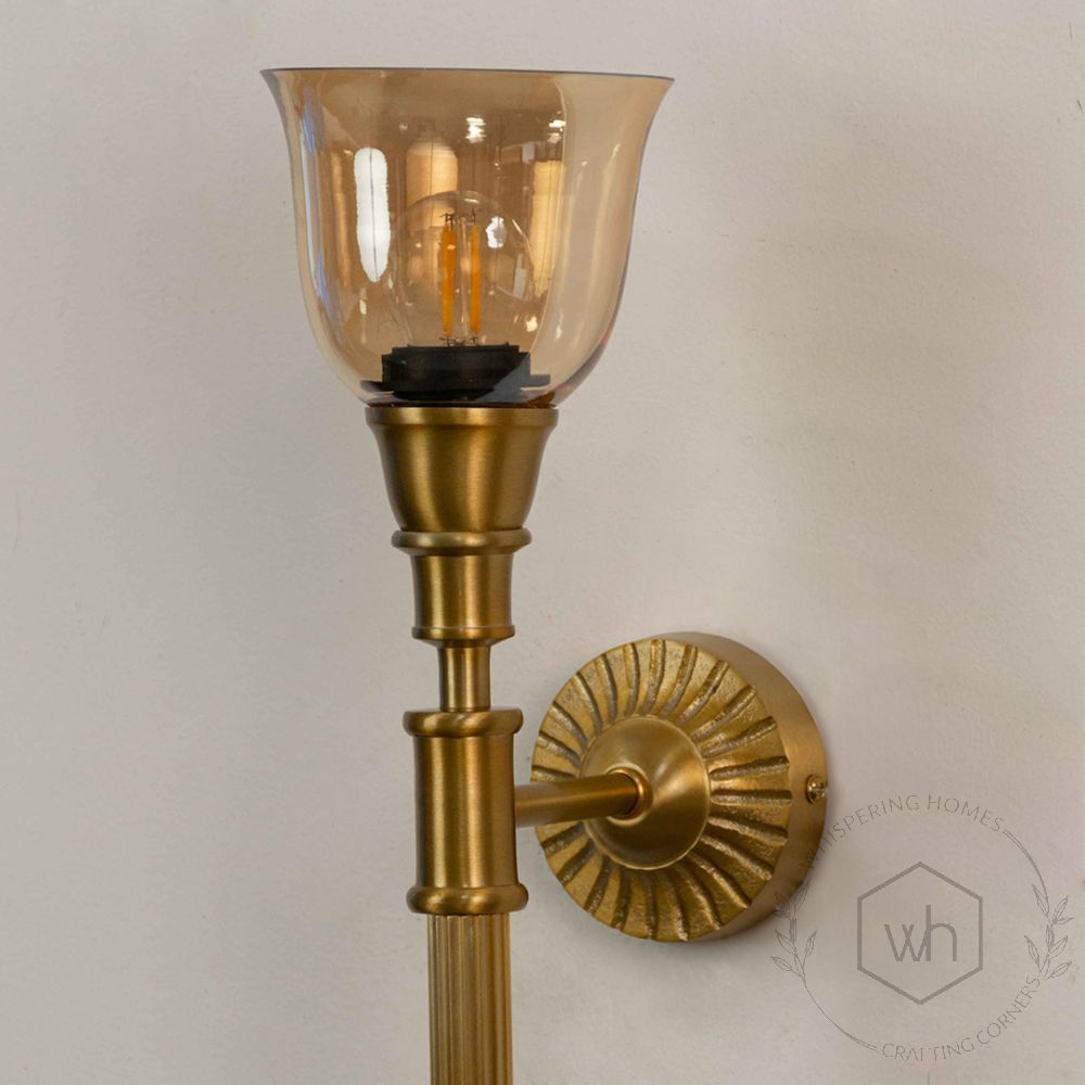 Elysian Brass Wall Sconce Glass Shade closeup