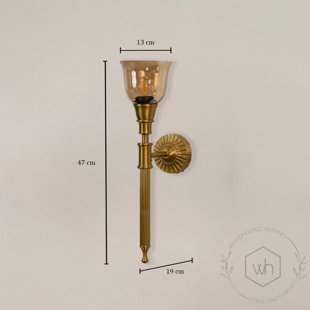 Elysian Brass Wall Sconce Glass Shade dimensions