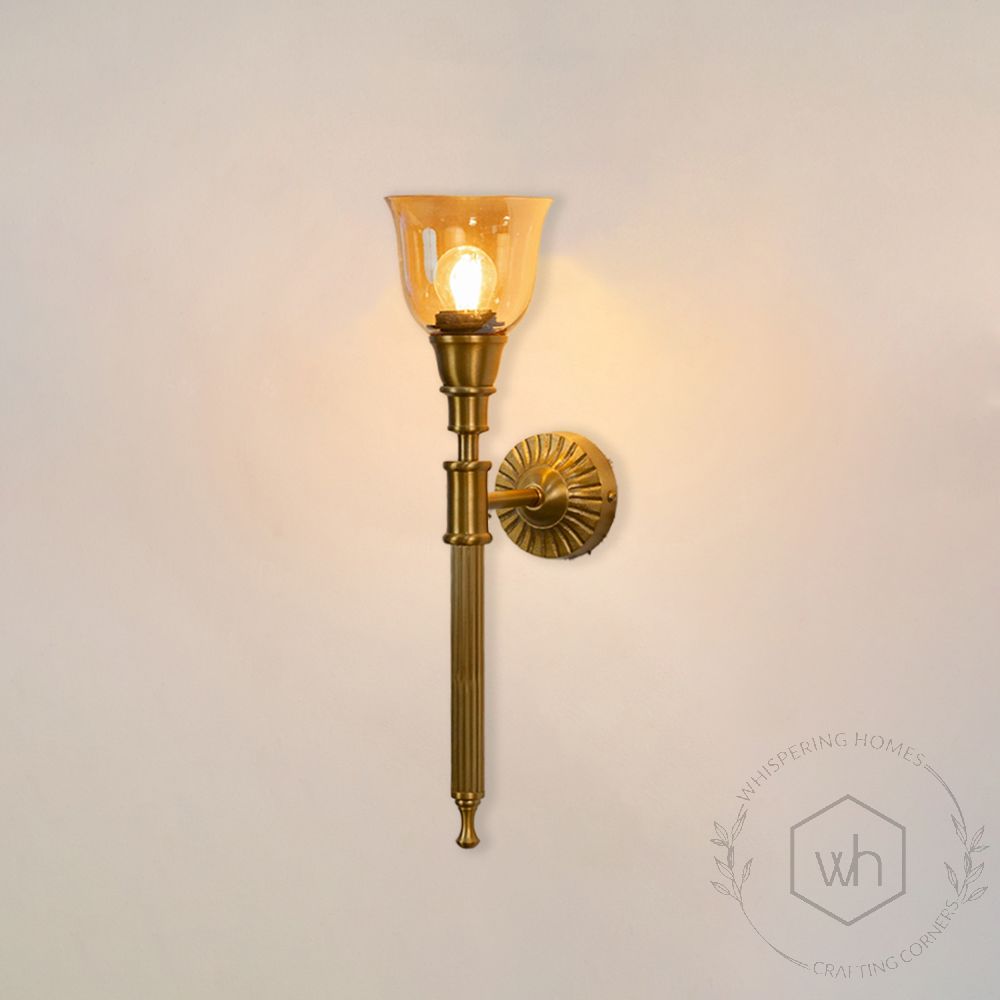 Elysian Brass Wall Sconce Glass Shade light on white background