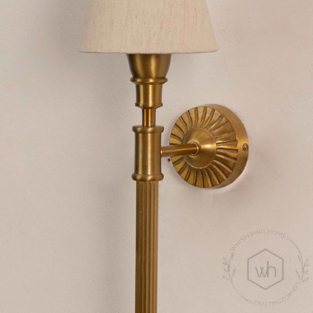 Elysian Brass Wall Sconce Fabric Shade closeup