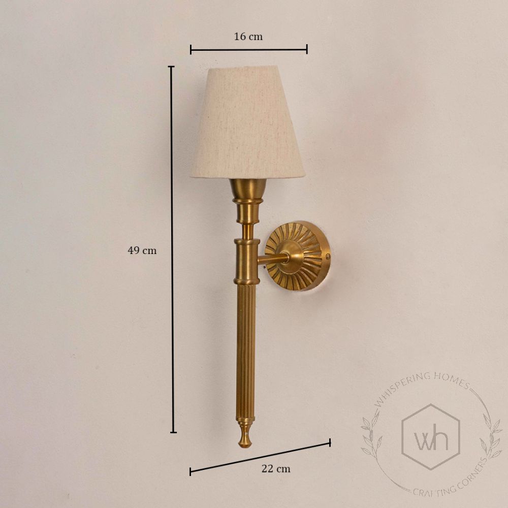 Elysian Brass Wall Sconce Fabric Shade dimensions