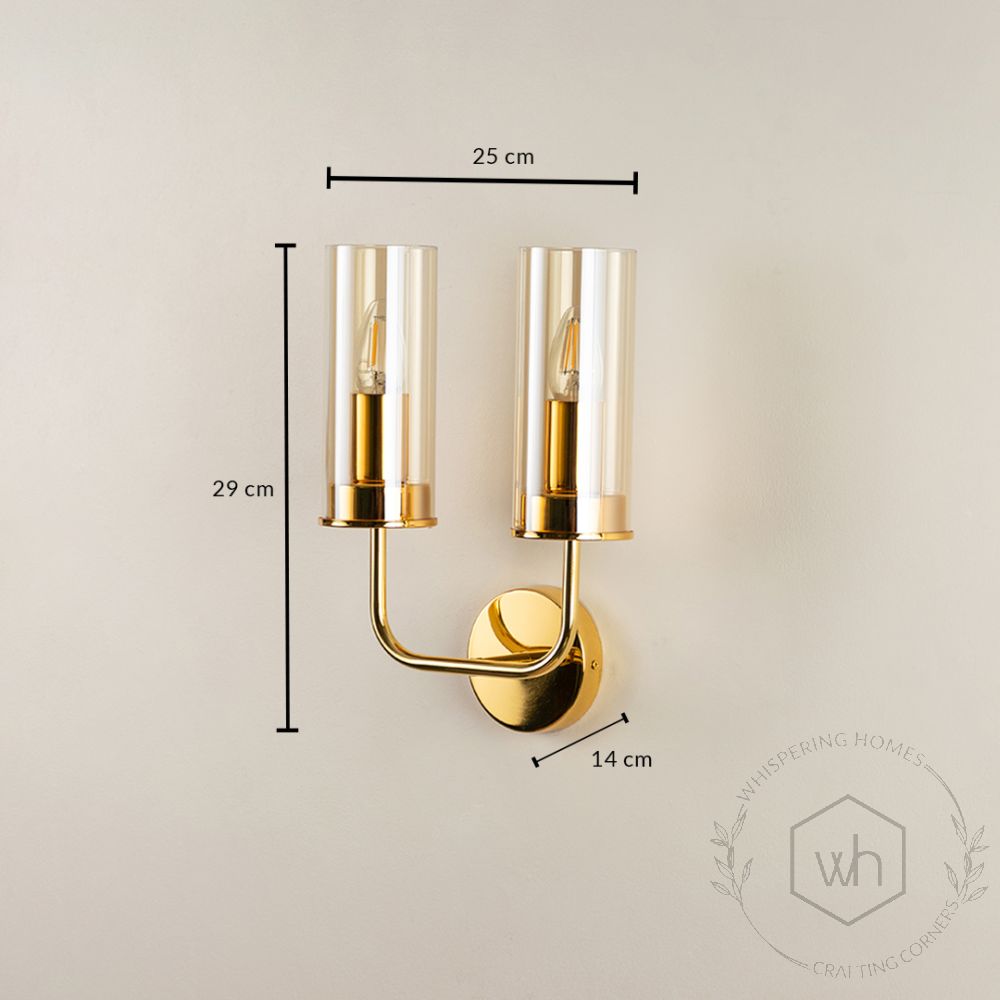 Dual Cylindrical Glass Shade Wall Sconce Light Dimensions