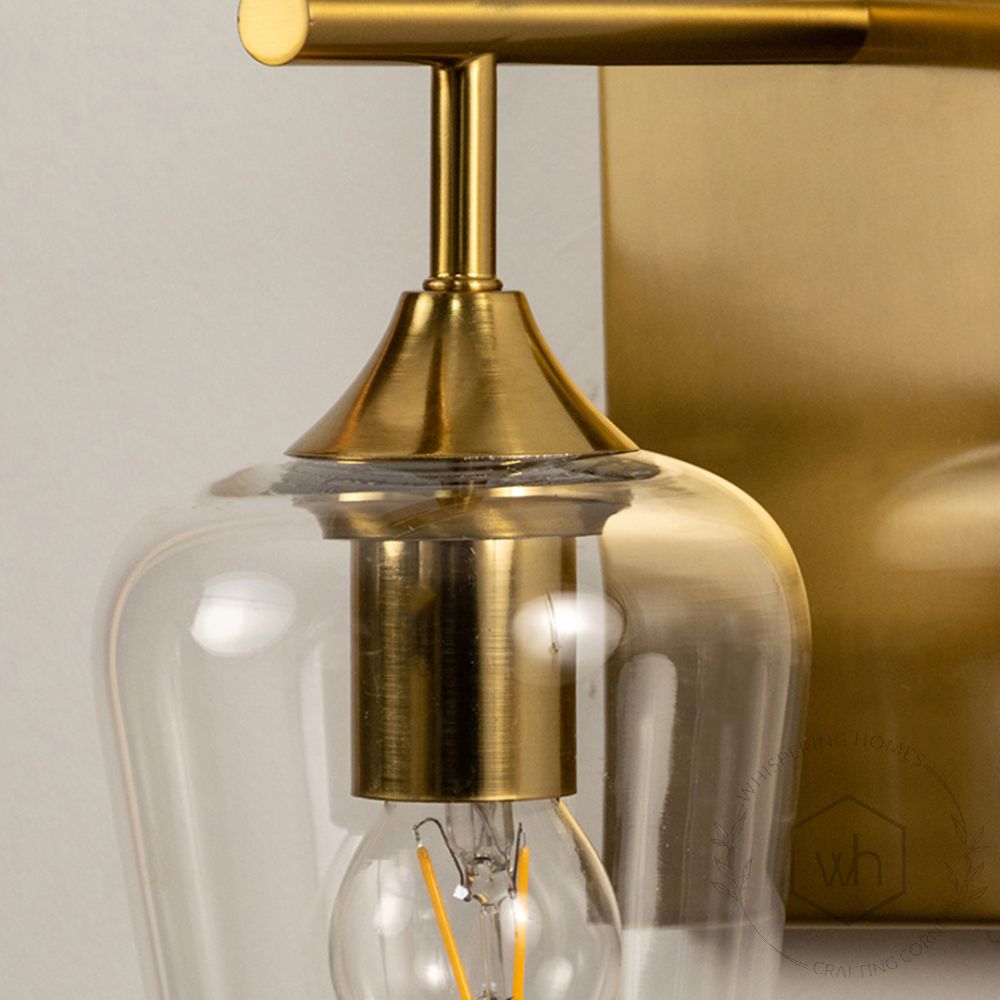 Modern Glass Metal Golden Wall Lamp Closeup