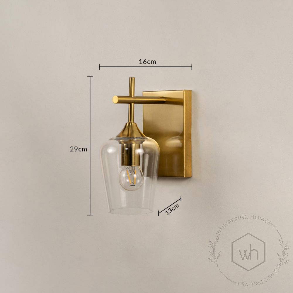 Modern Glass Metal Golden Wall Lamp Dimensions