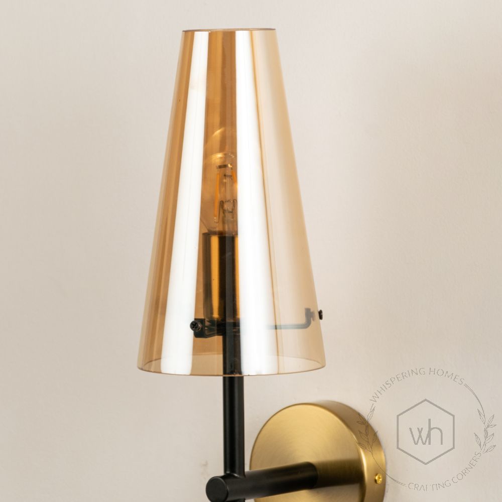 Twilight Torch Conical Glass Metal Wall Lamp Closeup