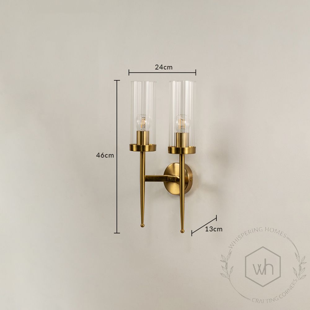 Dual Modern Cylindrical Glass Golden Lighting Fixture Dimensions