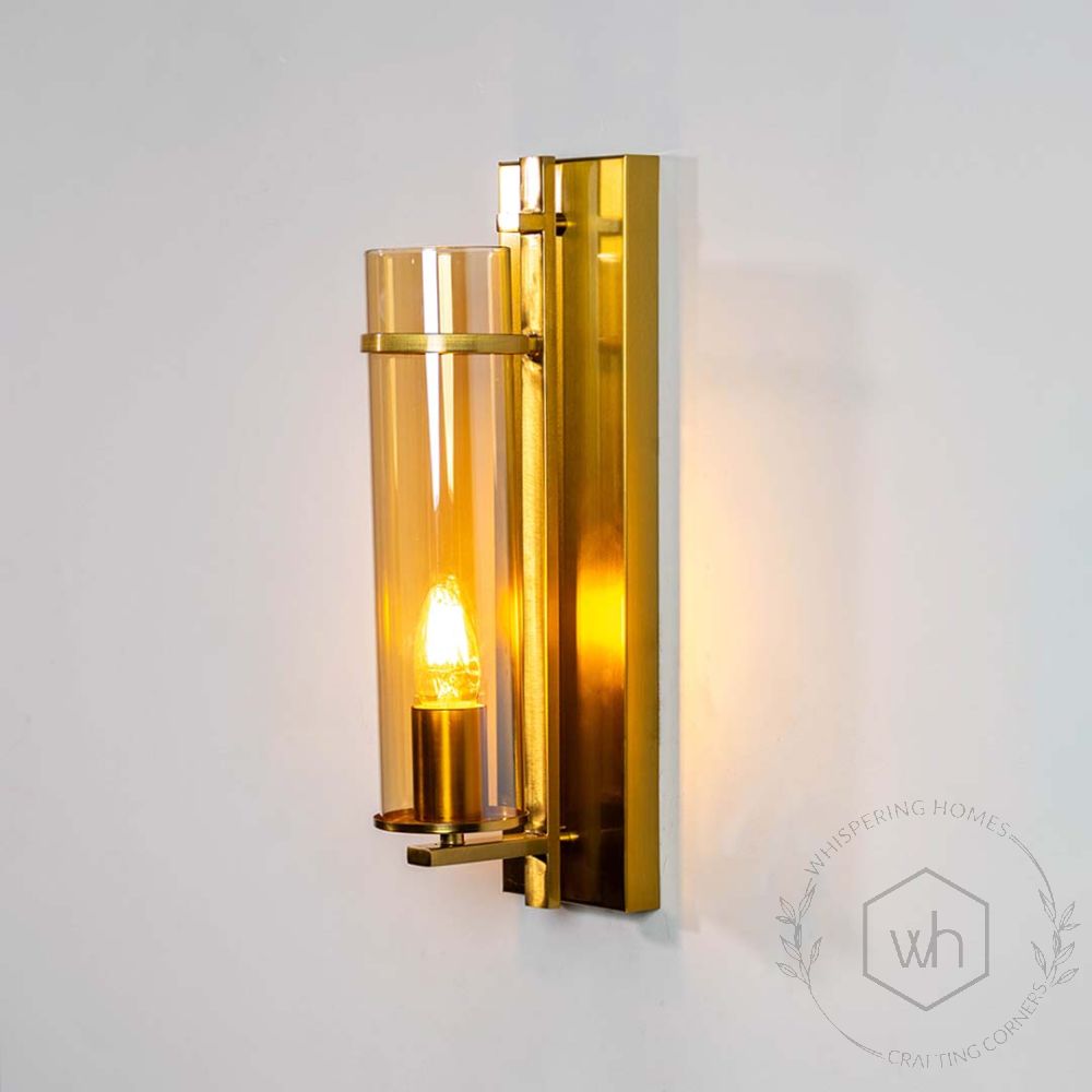 Reflecting Glow Modern Metal & Glass Wall Lamp Light On White Background