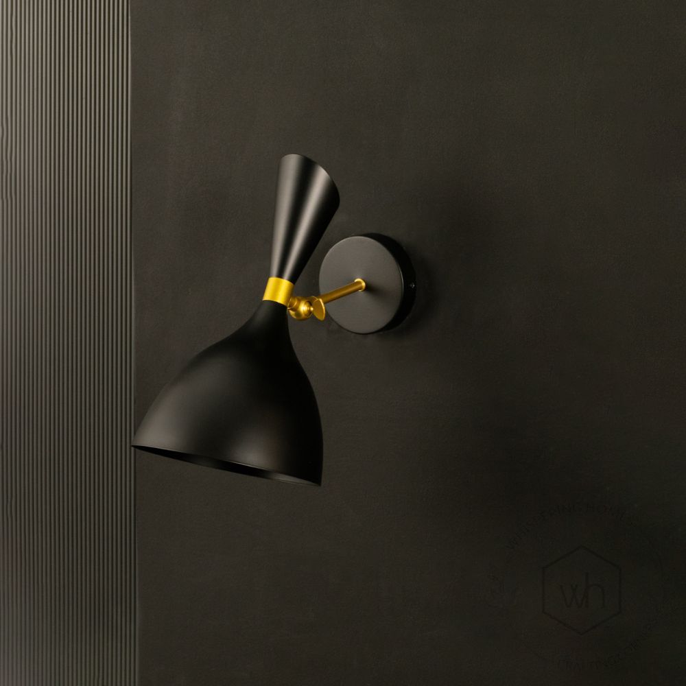 Industrial Black Loft Metal Wall Sconce Light Off Black Background