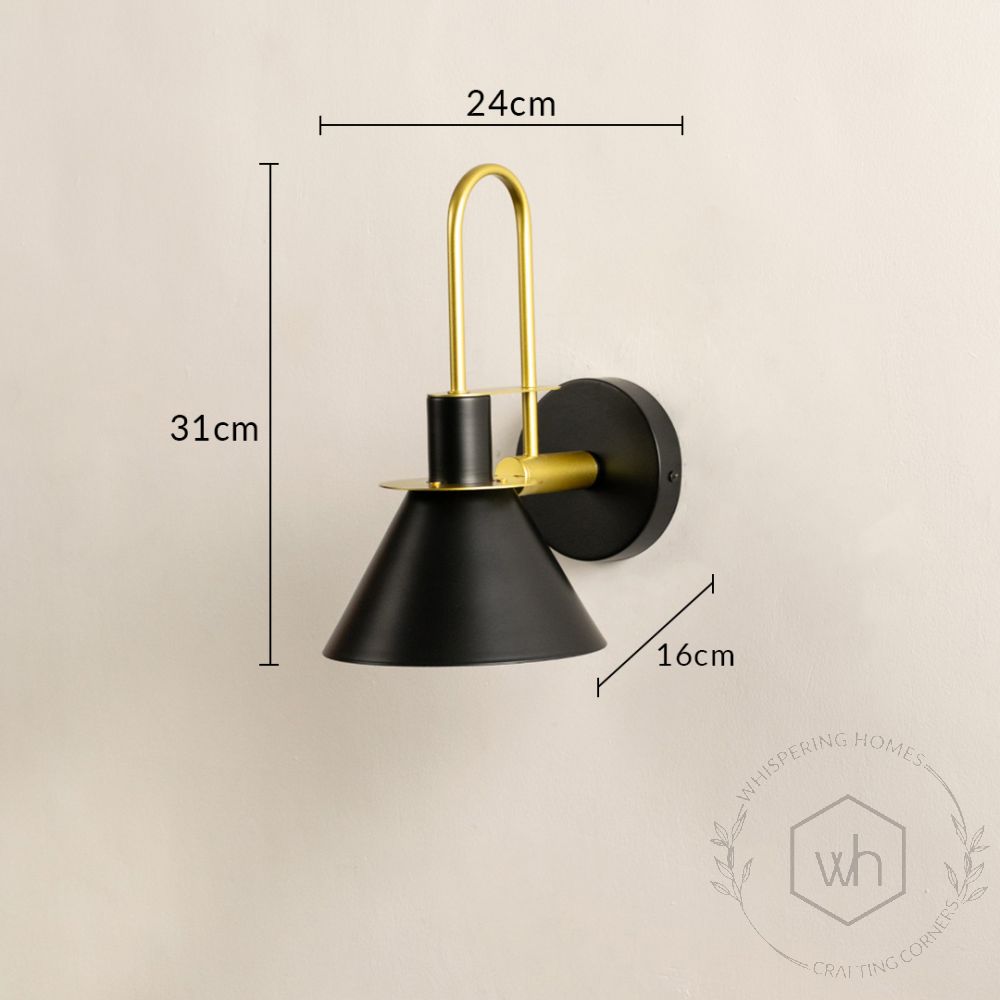 Cosmos Industrial Style Black Metal Wall Light Fixture Dimensions