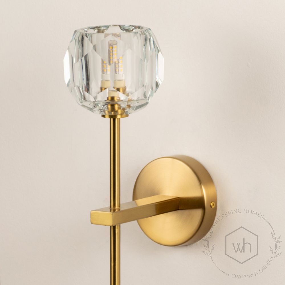 Nordic Post Modern Gold Glass Metal Wall Lamp Closeup