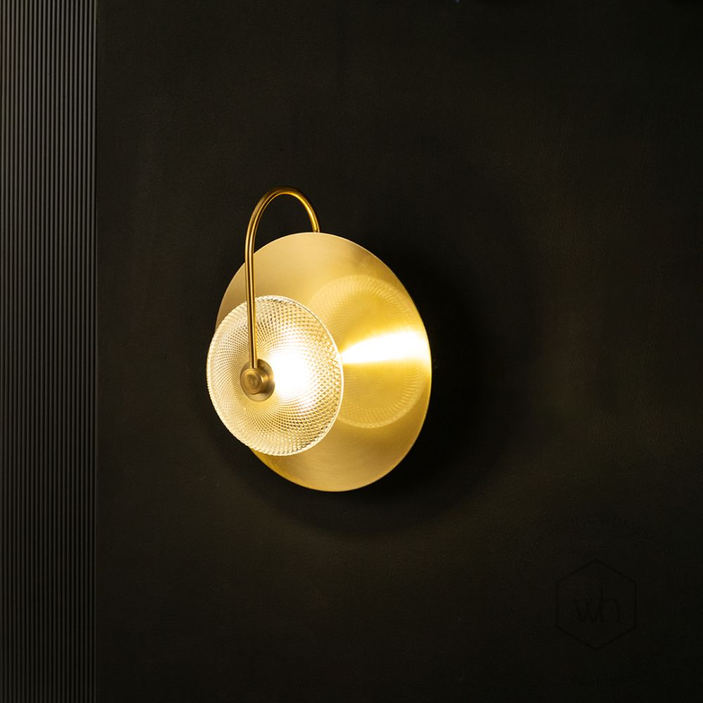 Golden Apple Glass Wall Light Light On Black Background