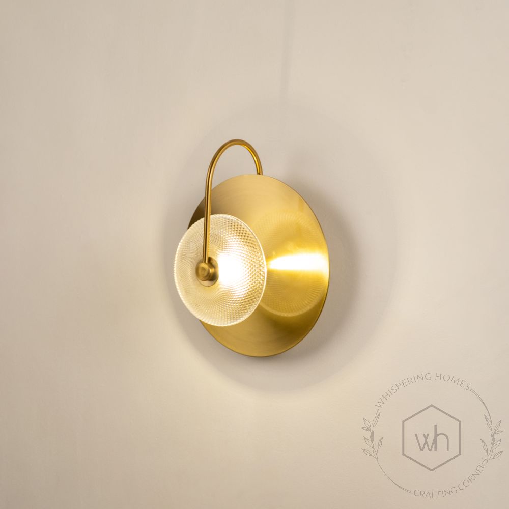 Golden Apple Glass Wall Light Light On White Background