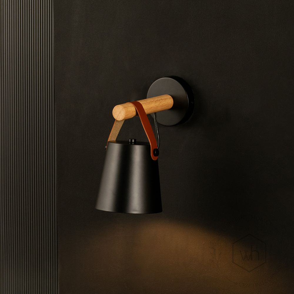 Buket Style Black Wall Light Light On Black Background