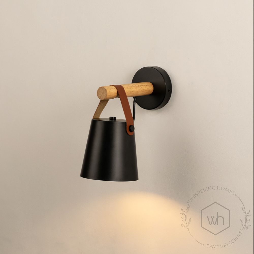 Buket Style Black Wall Light Light On White Background