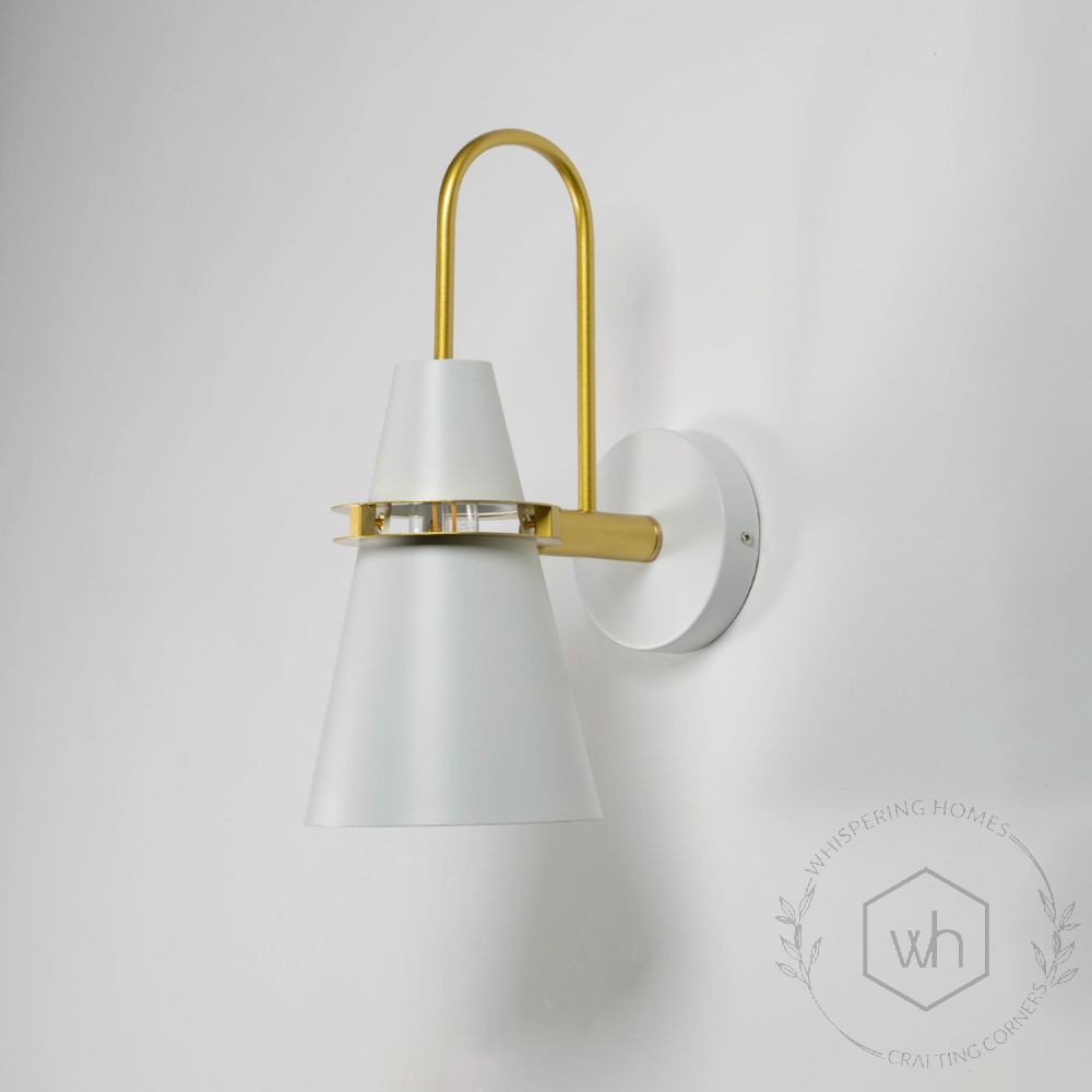 Industrial Loft Gold & White Wall LightLight Off White Background 1