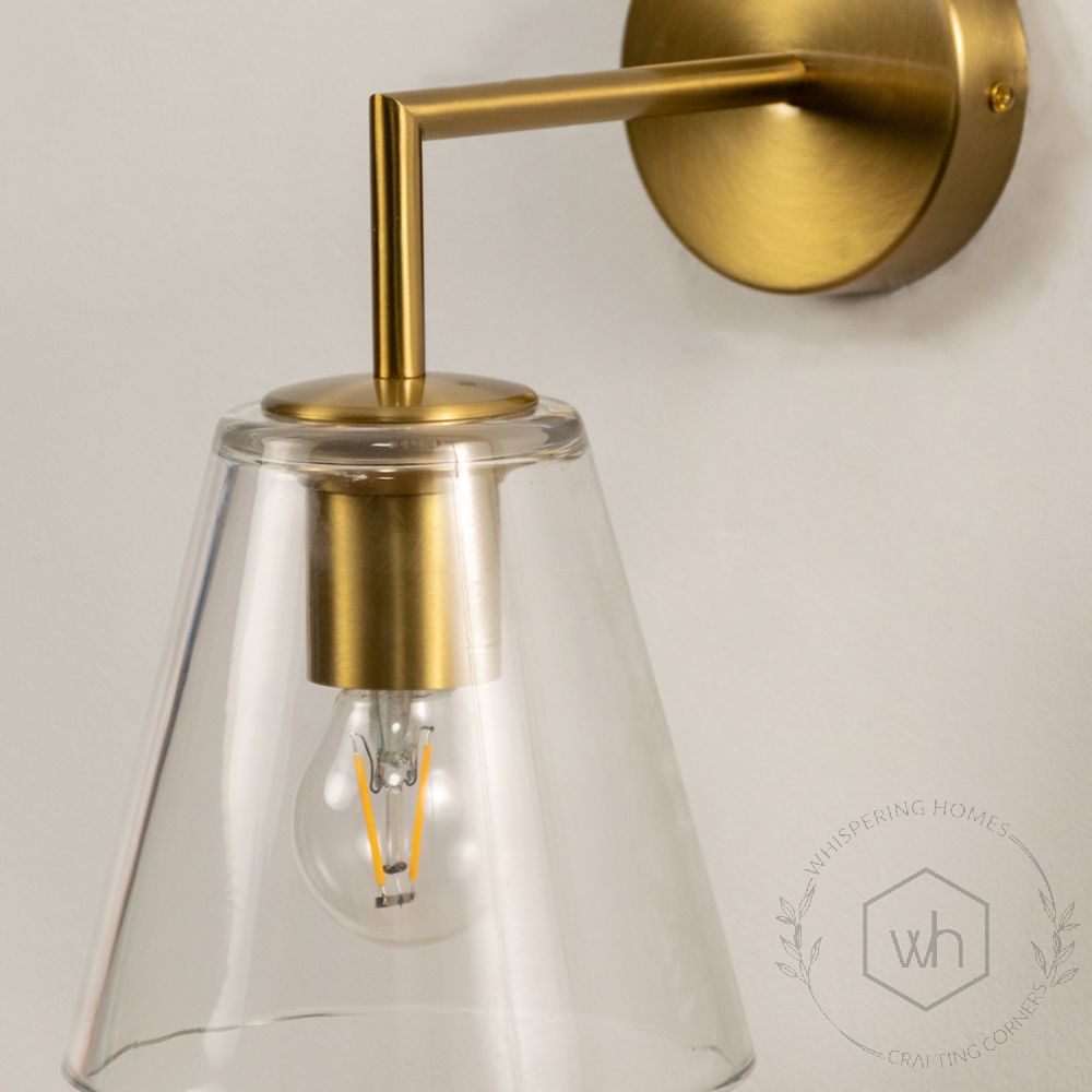 Vara Glass Antique Brass Bell Wall Light Closeup